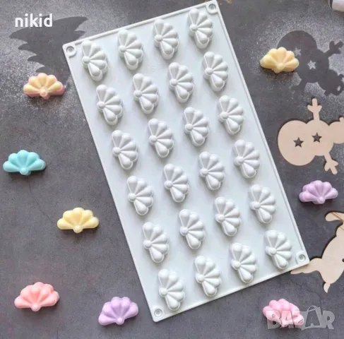 24 мини полу ветрило цвете силиконов молд форма фондан шоколад гипс, снимка 3 - Форми - 48954825