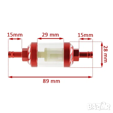 Прозрачен горивен филтър за маркуч 8 mm син, снимка 2 - Аксесоари и консумативи - 55866433