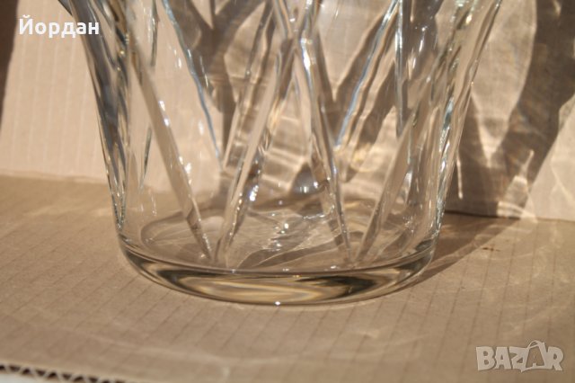 Кристална кана с метален посребрен обков , снимка 3 - Вази - 35831546