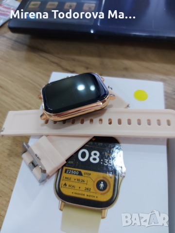 Смарт часовник  златисто розов, снимка 4 - Смарт часовници - 36042275