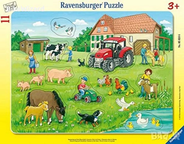 Детски пъзел Ravensburger - 05024 Летен ден във фермата - Рамков пъзел с 11 части НОВ