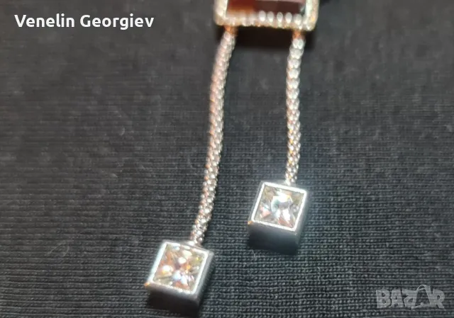 Дамски комплект, сребърно колие и обици, с камъни циркони и оникс 925, снимка 15 - Колиета, медальони, синджири - 49831841
