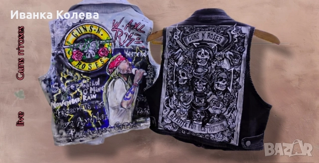 Дънково елече с Аксел Роуз, снимка 2 - Якета - 51440790