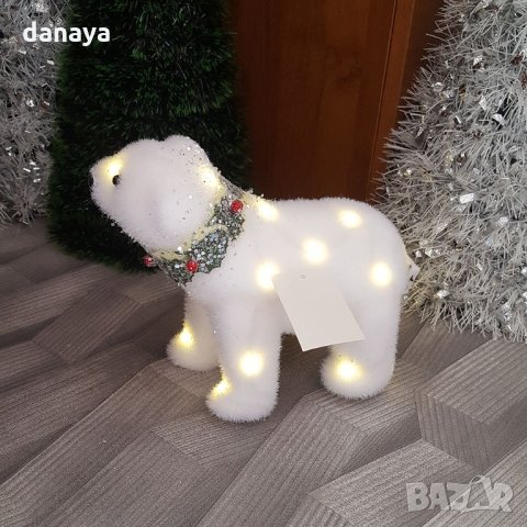 2501 Светеща коледна фигура Бяла мечка с Led светлини, 19x22cm, снимка 3 - Декорация за дома - 34539020