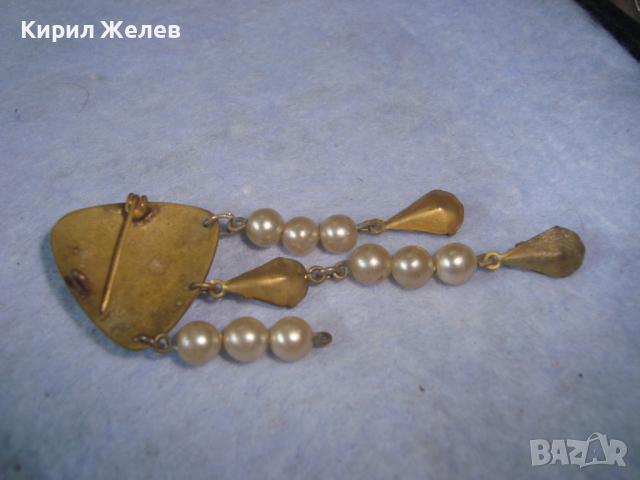 СТАРА БРОНЗОВА ПЕРЛЕНА АРТ НУВО БРОШКА с ГОЛЕМИ ЮВЕЛИРНО ФАСЕТИРАНИ ПЛАНИНСКИ КРИСТАЛИ 26149, снимка 3 - Антикварни и старинни предмети - 36290658