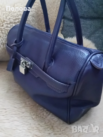 Италианска  лилава чанта  естествена кожа, снимка 11 - Чанти - 52372006