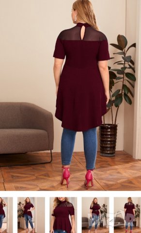 Асиметрична туника Shein бордо, снимка 2 - Туники - 41046549