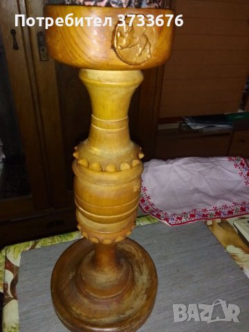 Уникален стругован дърворезбован свещник, снимка 2 - Декорация за дома - 41625892