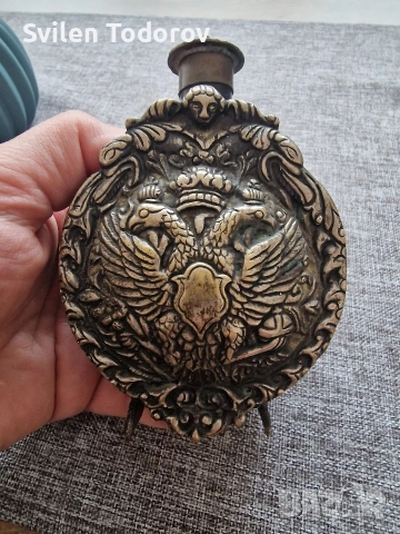 Антична руска месингова барутница , снимка 4 - Антикварни и старинни предмети - 53710272