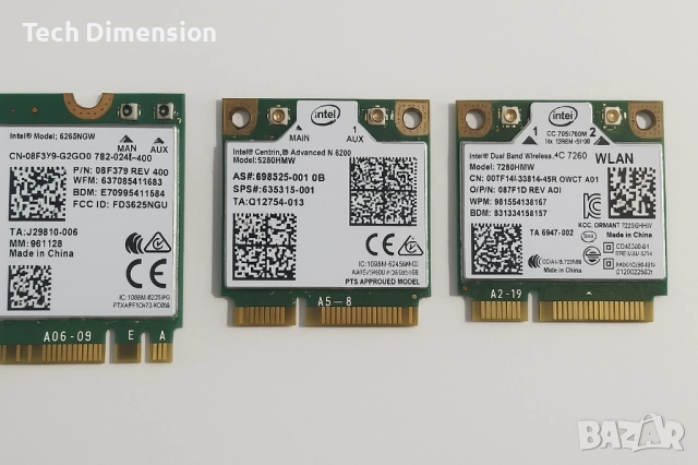 WIFI карти Intel 2.4ghz 5ghz/minipci-e/M.2 Wifi
