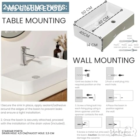 MAGIC SELECT керамична мивка тип купа 50×40 см, снимка 4 - Мивки - 53096149