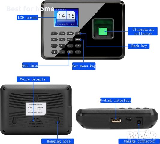 Ситема за отчитане на работното време с пръстов отпечатък Diseleri модел A2, снимка 3 - Друго търговско оборудване - 41749130