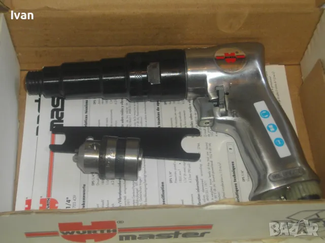 Пневматична винтонавивна машина винтоверт Професионален НОВ Пълен Комплект 2 патронника WURTH DPS1/4, снимка 3 - Винтоверти - 47276808
