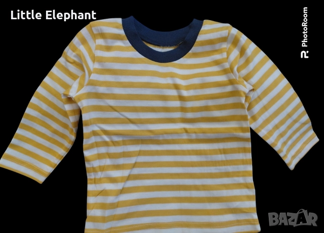 Блузка с дълъг ръкав за момченце на 6-9 месеца,райе бяло и жълто,Англия/нова