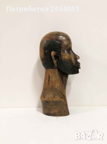 Африка, дърво, фигура, скулптура, мъж, антик, бюст, снимка 2 - Статуетки - 40952766