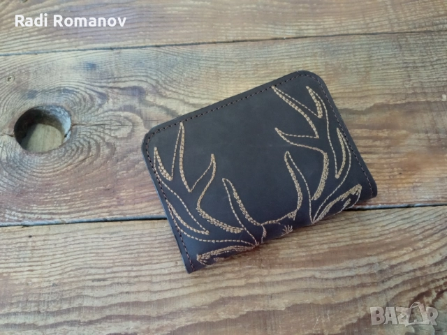 Мъжки кожен портфейл, ловен аксесоар, ръчно изработен мъжки кожен кейс , снимка 3 - Портфейли, портмонета - 52020243
