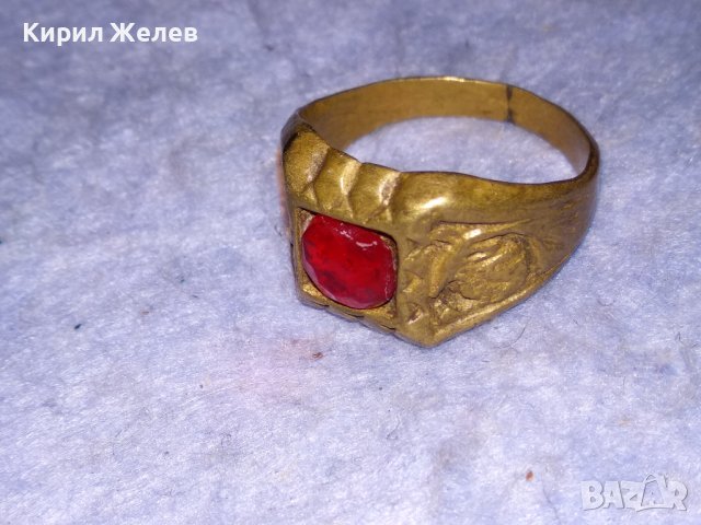 СТАРИНЕН ОРНАМЕНТИРАН БРОНЗИРАН КЛАСИЧЕСКИ РЕТРО ПРЪСТЕН с ФАСЕТИРАН КРИСТАЛ  РЪЧНА ИЗРАБОКА 29670, снимка 8 - Антикварни и старинни предмети - 40552649