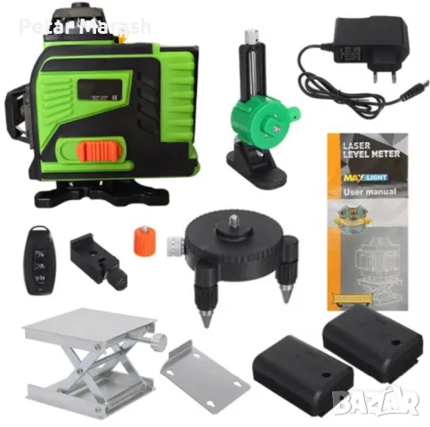 4D Самонивелиращ Лазерен Нивелир с Зелен Лъч + Тринога 1,6м и Комплект Аксесоари, снимка 3 - Измервателни инструменти - 50358530