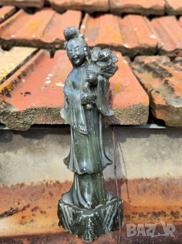 Статуетка Гуанин от камък Нефрит Азия , снимка 8 - Статуетки - 52005189