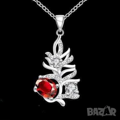 Стилно колие с червен гранат, снимка 4 - Колиета, медальони, синджири - 44499674