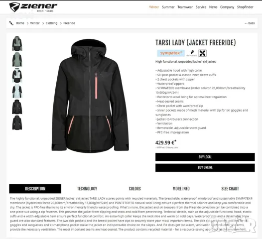 Ziener Tarsi, S, SympaTex, ново, оригинално дамско ски/сноуборд яке, снимка 2 - Зимни спортове - 47488587