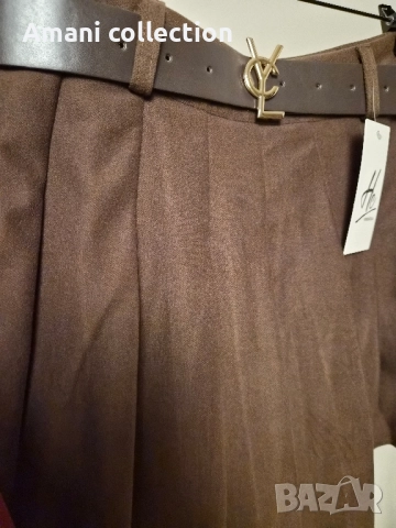 Плисирана пола от вълна с коланче, снимка 11 - Поли - 52308019