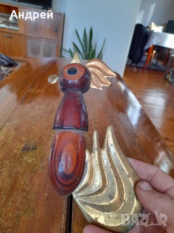 Стара дървена декорация Петел,Петле, снимка 2 - Други ценни предмети - 44165459