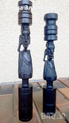 Комплект свещници абаносово дърво 