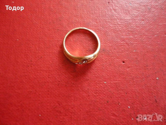 Позлатен пръстен с камъни 2, снимка 3 - Пръстени - 53052492