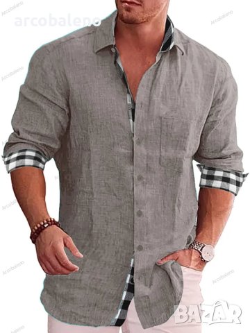 Мъжка карирана риза с дълъг ръкав. Големи размери, 10цвята, снимка 11 - Ризи - 41243720