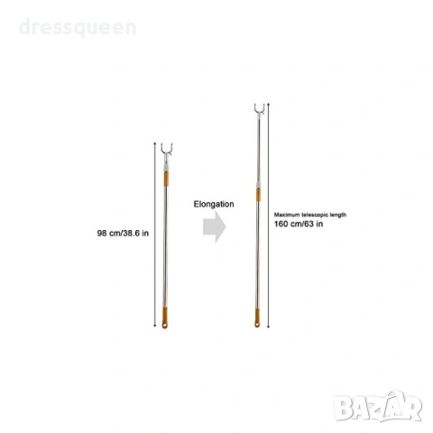 4828 Разтегателен метален прът за закачалки, 96-160 см, сребрист, снимка 8 - Други стоки за дома - 53733127