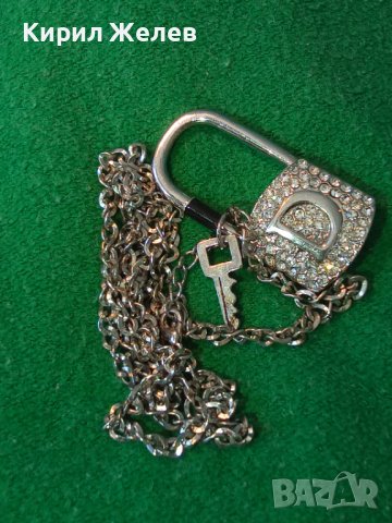 ШАРМАНТЕН МЕДЕН с БЯЛА ПОЗЛАТА АРТ ПЕНДАНТ КАТИНАРЧЕ с ИСКРАЩИ КРИСТАЛИ и СТОМАНЕНА ВЕРИЖКА 37394, снимка 3 - Колиета, медальони, синджири - 41389433