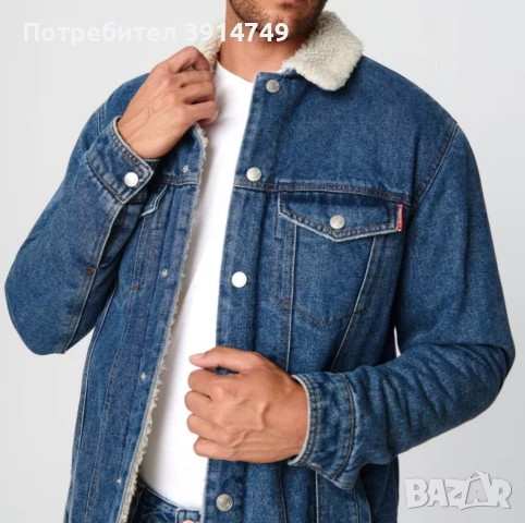 НОВО Дънково, джинсово яке, шерпа хастар, метални копчета 'тик-так';качествен текстил, плътно, топло, снимка 6 - Якета - 51618726