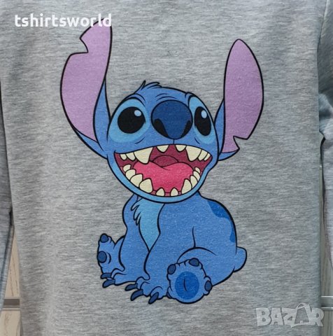 Нова детска ватирана блуза с дълъг ръкав Стич (Stitch) в сив цвят, снимка 2 - Детски Блузи и туники - 38996133