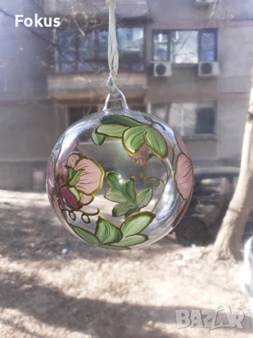 Топка духано стъкло ръчно рисувана супер финна, снимка 4 - Антикварни и старинни предмети - 53390184