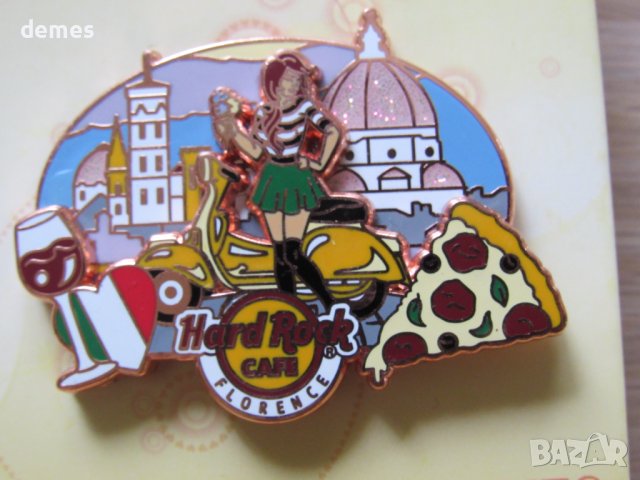 Оригинална метална значка Hard Rock Cafe Флоренция, Италия, снимка 3 - Колекции - 41729214