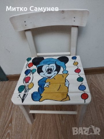 Рисувани дървени детски столчета, снимка 3 - Столове - 36334894