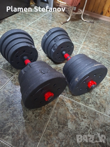 лежанка с дъмбели 30 кг и два лоста , снимка 3 - Фитнес уреди - 52696769