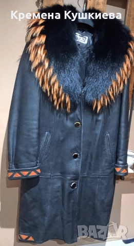 Дамско палто от естествена кожа с прекрасна яка естествен косъм, снимка 3 - Якета - 52457697