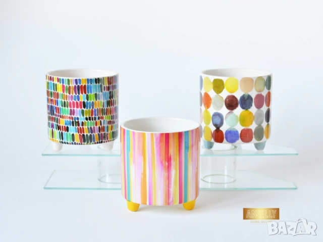 Керамични Кашпи за Сукуленти и Цветя / Подарък за Нов Дом / Многоцветни Керамични Кашпи за Цветя