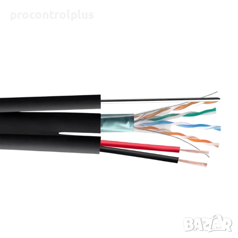 FTP/M Cat5e 24AWG Cu + 2x0,75mm CCA захранващи проводници