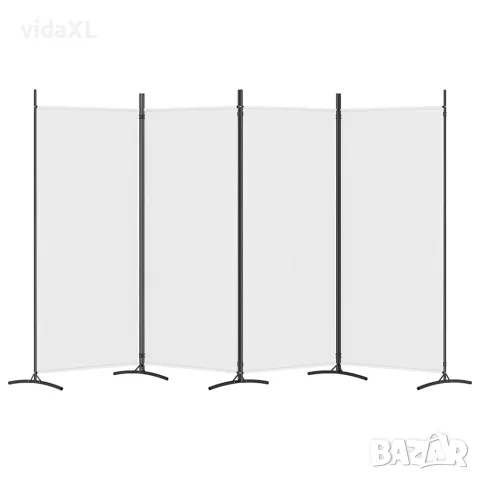 vidaXL Параван за стая, бял, 4 панела, 346x180 см, плат, снимка 4 - Паравани - 56147227
