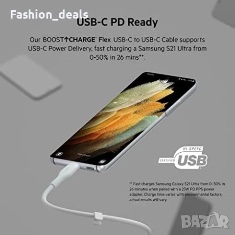 Нови Belkin 2 броя силиконови USB C кабели за зареждане черен и бял телефон Samsung Galaxy MacBook, снимка 4 - Друга електроника - 42415029