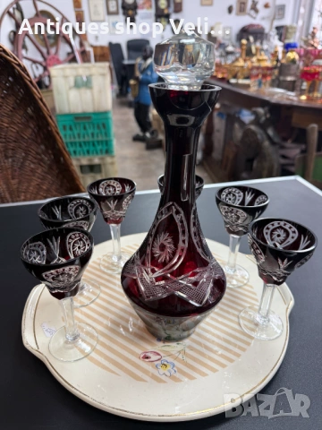 Кристален сервиз за алкохол №7931, снимка 2 - Антикварни и старинни предмети - 53736408