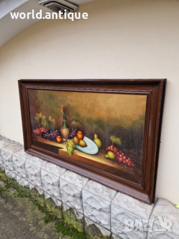 Натюрморт огромен авторски масло върху платно , снимка 5 - Антикварни и старинни предмети - 53211165