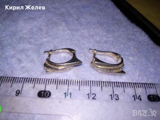 ПРЕКРАСНИ ДИЗАЙНЕРСКИ СРЕБЪРНИ СКЪПОЦЕННИ ОБЕЦИ РОДИРАНО СРЕБРО 925 с ФАСЕТИРАН ЦИРКОНИЙ 34389, снимка 5 - Обеци - 39665970