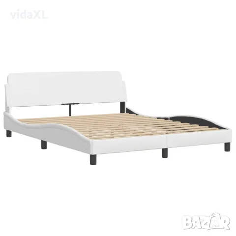 vidaXL Рамка за легло с LED без матрак Hvar, бяла, 160x200 cм, снимка 7 - Спални и легла - 56146713