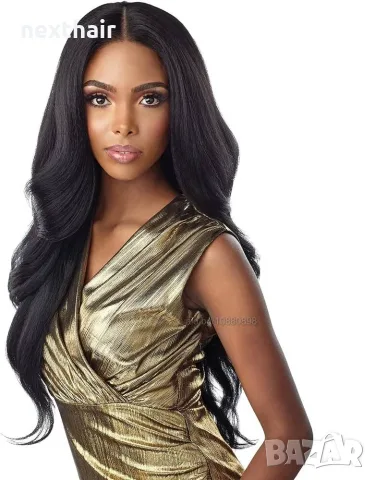 Дълга черна синтетична перука 75 см с Lace Front 13×4, снимка 4 - Аксесоари за коса - 55945406
