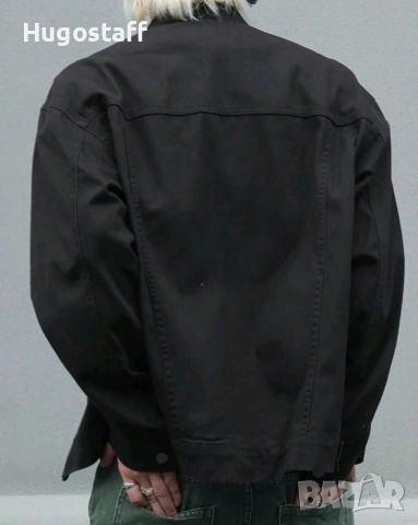 Ново мъжко карго дънково яке риза черно военни джобове деним памук XХЛ, снимка 2 - Якета - 52635123