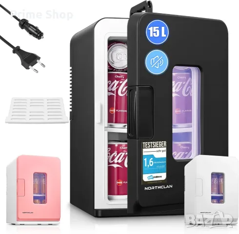 15L Мини Хладилник 12V / 220V с функции за охлаждане и затопляне, Черен, NORTHCLAN